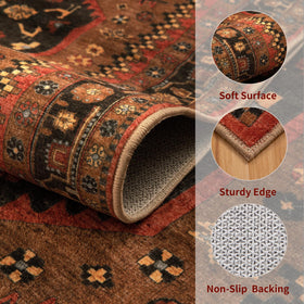 Ciicool 2x3ft red boho rug living room setup with warm accent