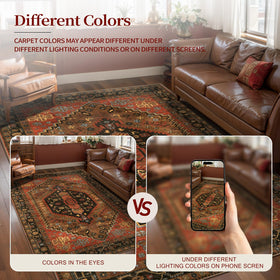 Ciicool 2x3ft red boho rug machine-washable option for easy care