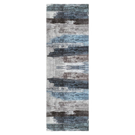 Ciicool navy-grey abstract print adds contemporary flair to hallways.