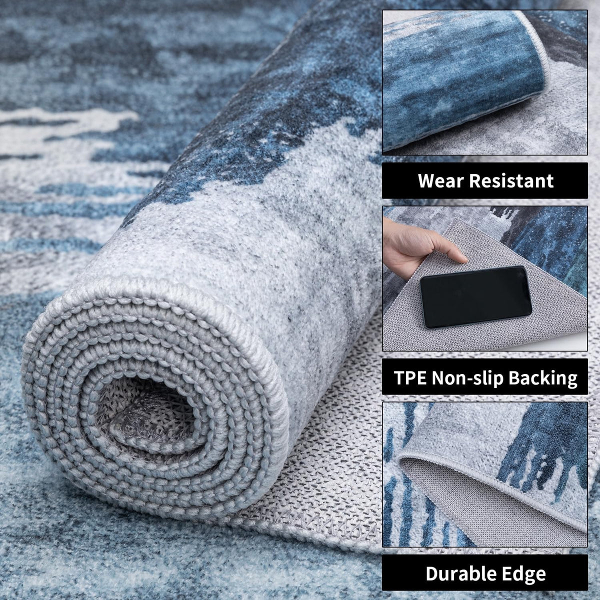 Ciicool ultra-low-pile runner rug minimizes shedding in busy living areas.