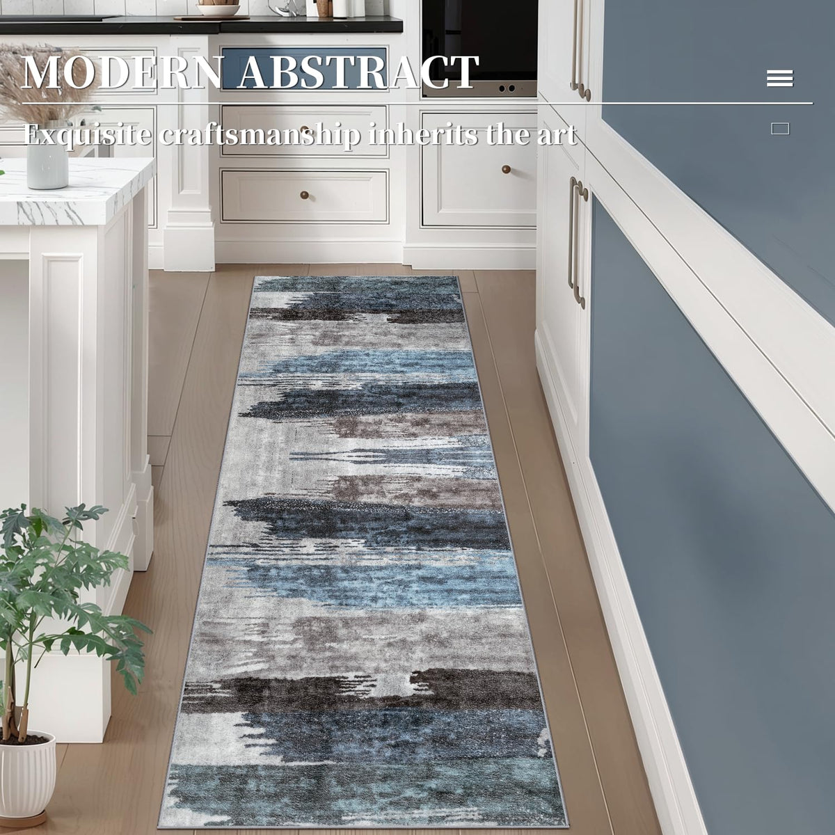 Ciicool non-slip back keeps the abstract runner rug stable in busy hallways.