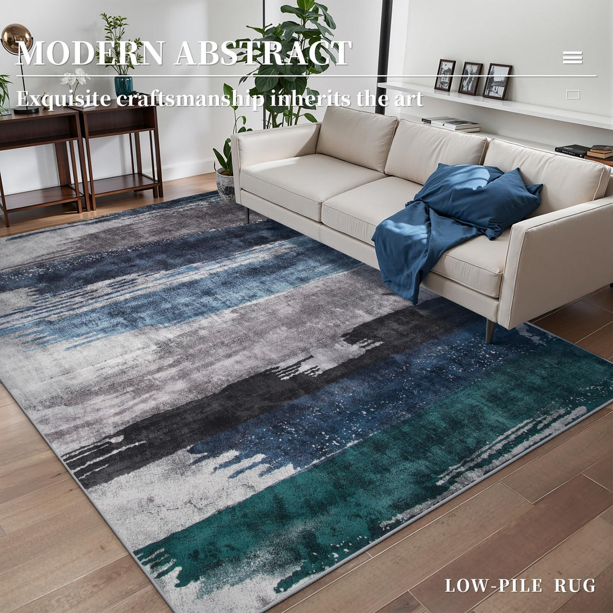 Ciicool rug shows non-slip backing to keep it anchored in living spaces.