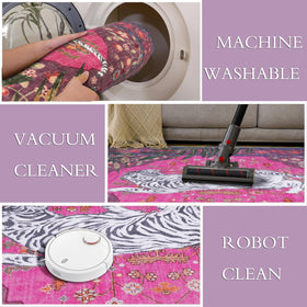 CILEPMID leopard rug with TPE non-slip backing for safer high-traffic rooms