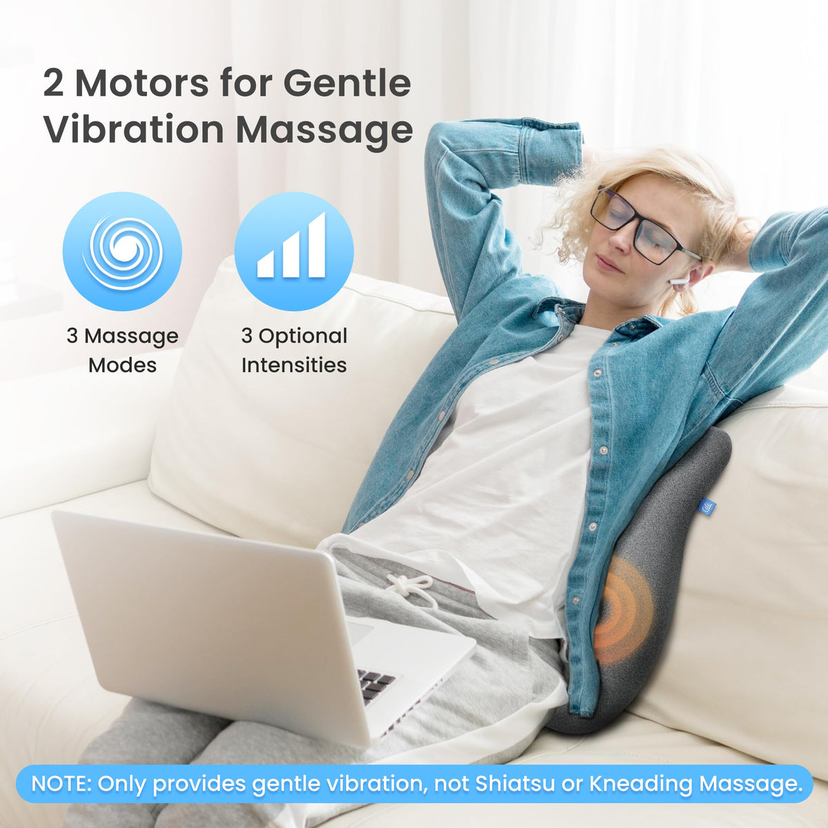 CILI back massager with heating provides warming relief for tense areas.