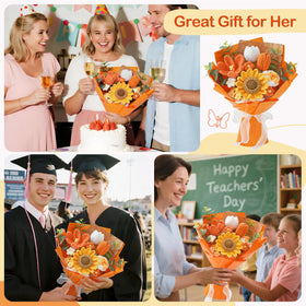 Cilimnas crochet roses bouquet close-up emphasizes color depth and tactile quality for lasting celebrations.