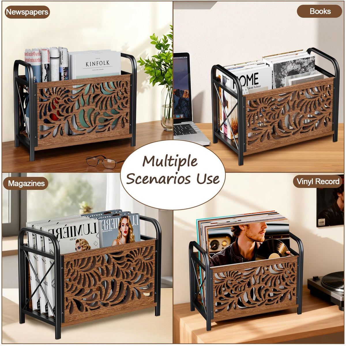 CILXGQLN magazine holder blends rustic wood with metal for durability