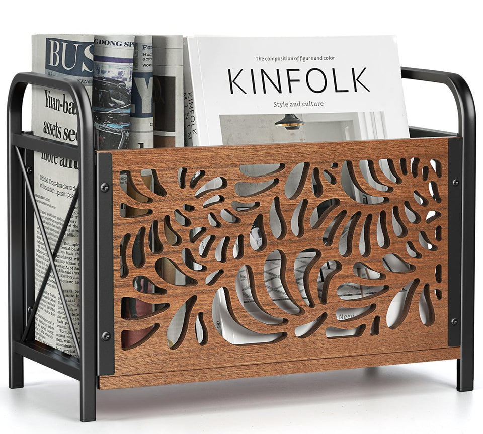 CILXGQLN magazine holder with side metal handles for easy transport and classic appeal