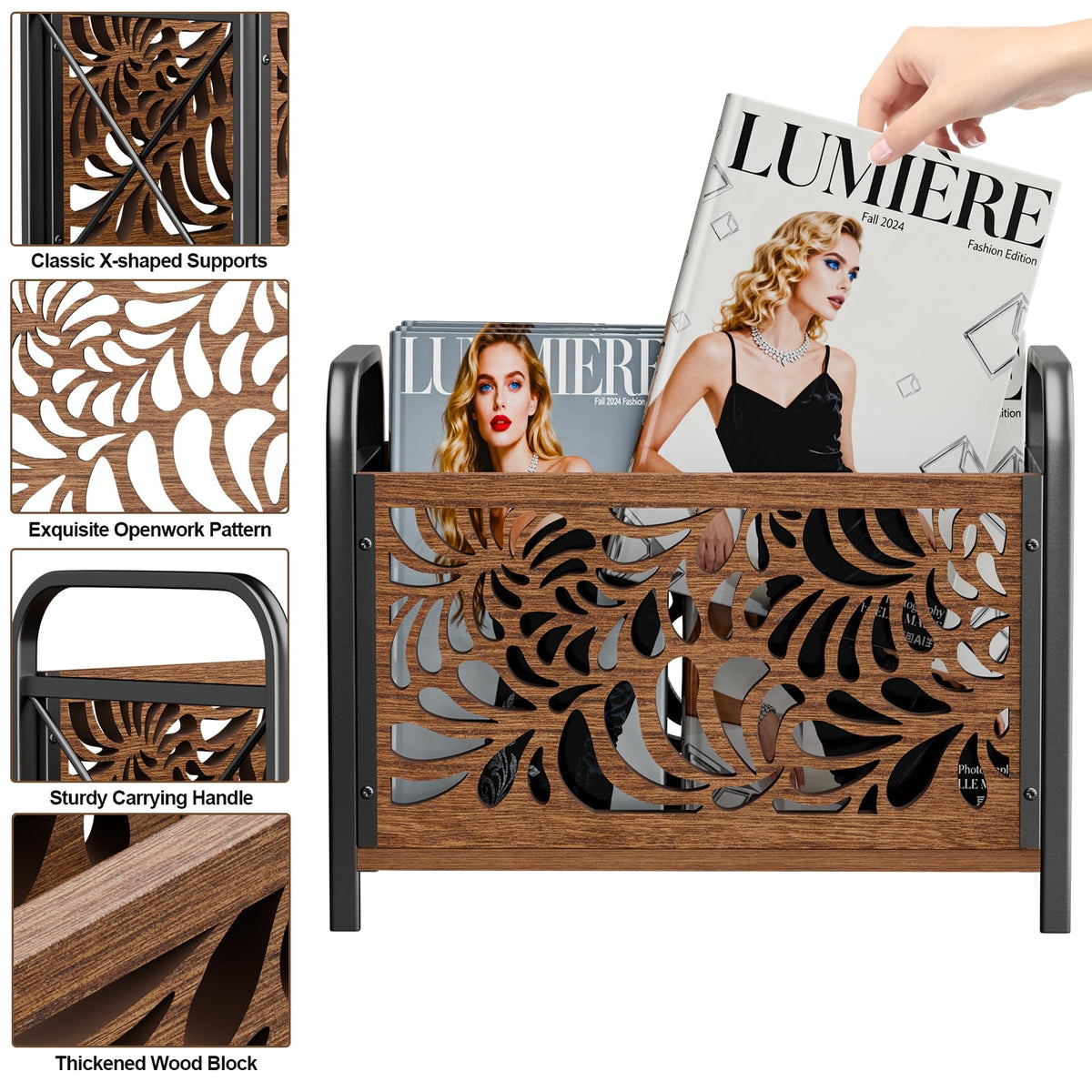 CILXGQLN magazine holder features x-shaped support for stable floor placement