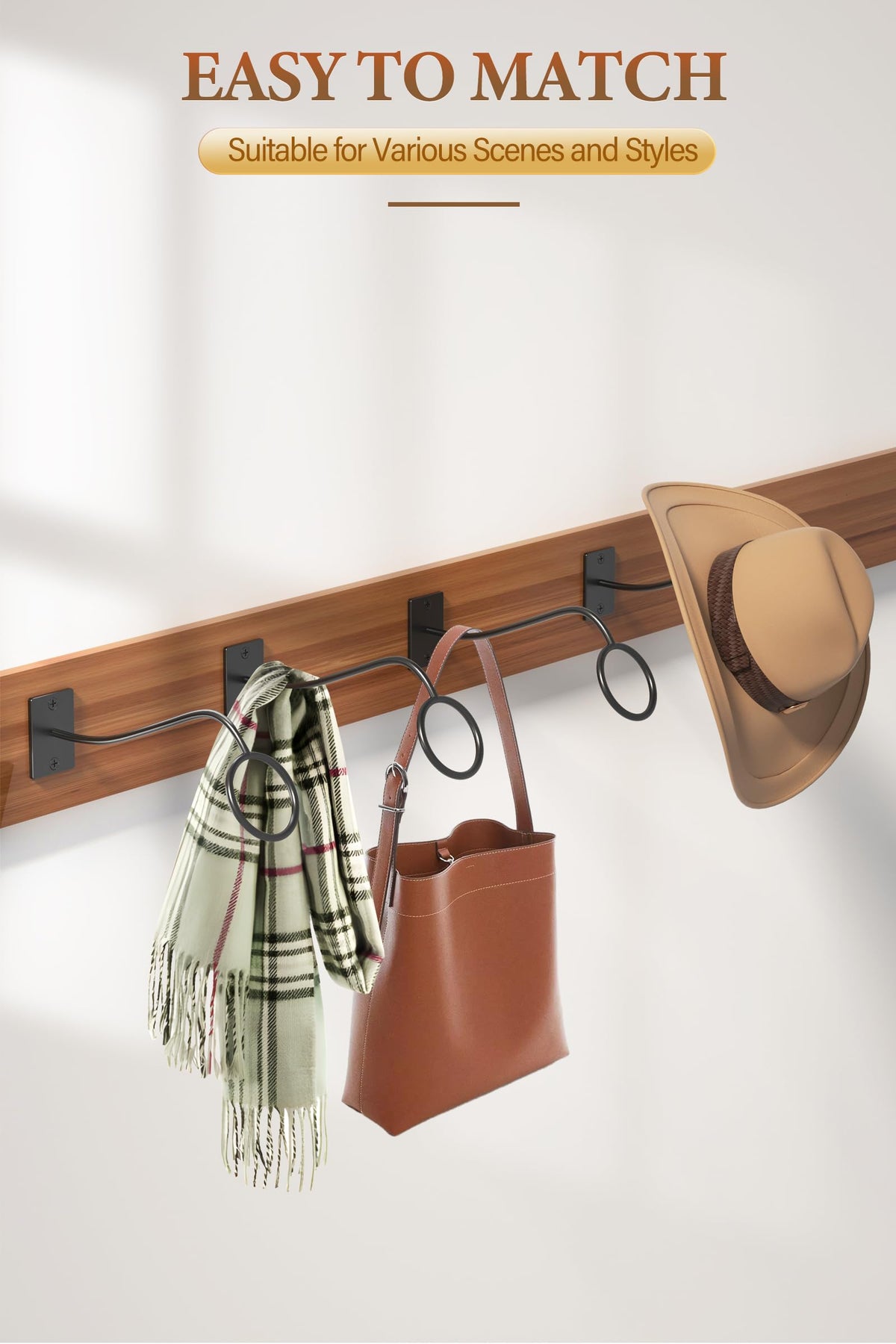 Cinati easy-install hat rack requires only two wall holes
