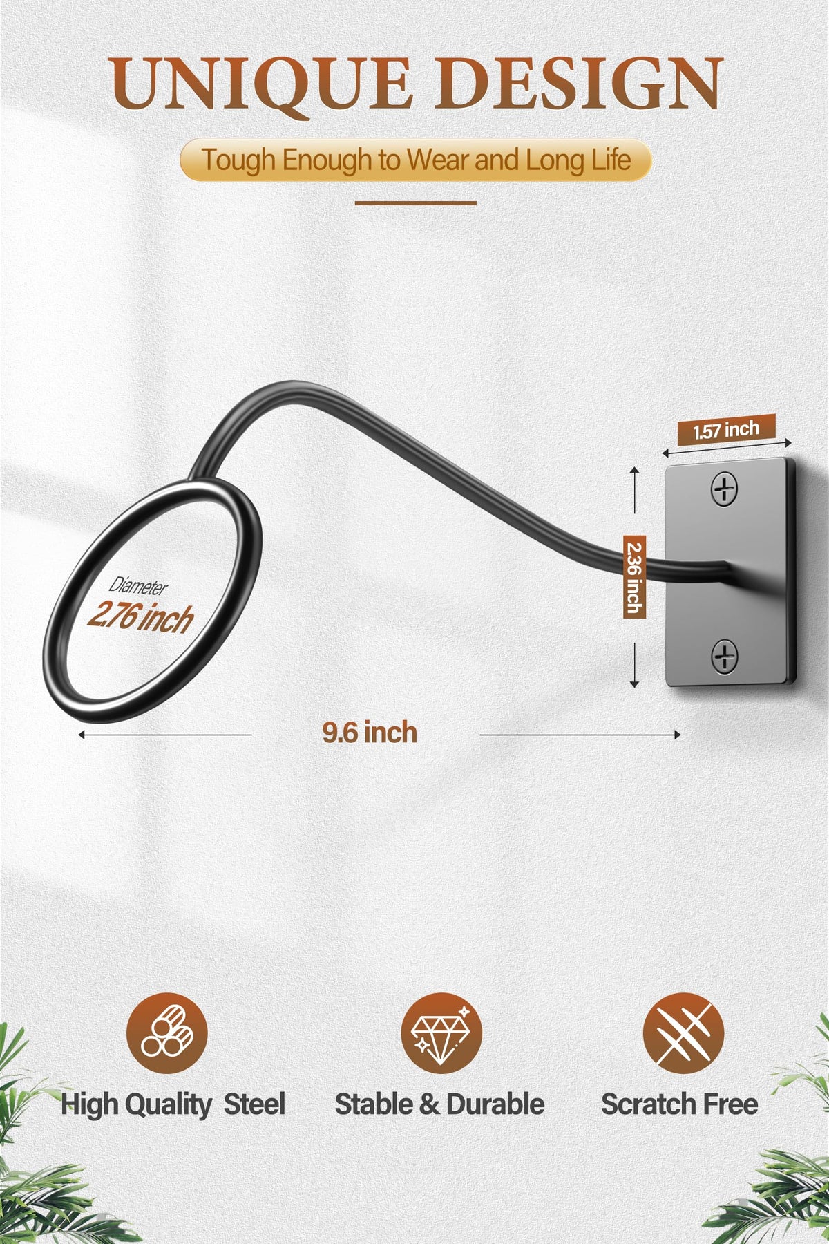 Cinati stainless steel wall-mount hat hooks add durability and style