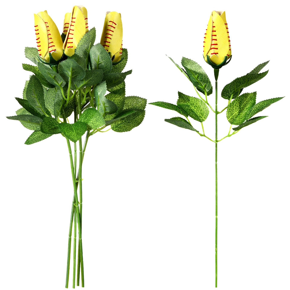 Cindeer softball rose 4-pcs pack – vibrant yellow blooms for sports decor.