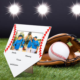 CinnVOICE baseball frame ready to display 4x6 photos with sleek 8x10 outer size.