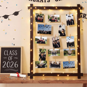 Cinnvoice graduation set includes 50 wooden clips for displaying many memories.