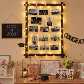 Cinnvoice board can be hung to create a wall photo display.