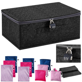 Cinnvoice lockable toy storage box, front view, discreet and secure for private spaces.