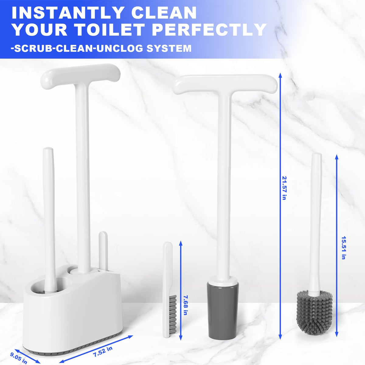 Cinola heavy-duty toilet brush with dense bristles for rim-to-bowl cleaning