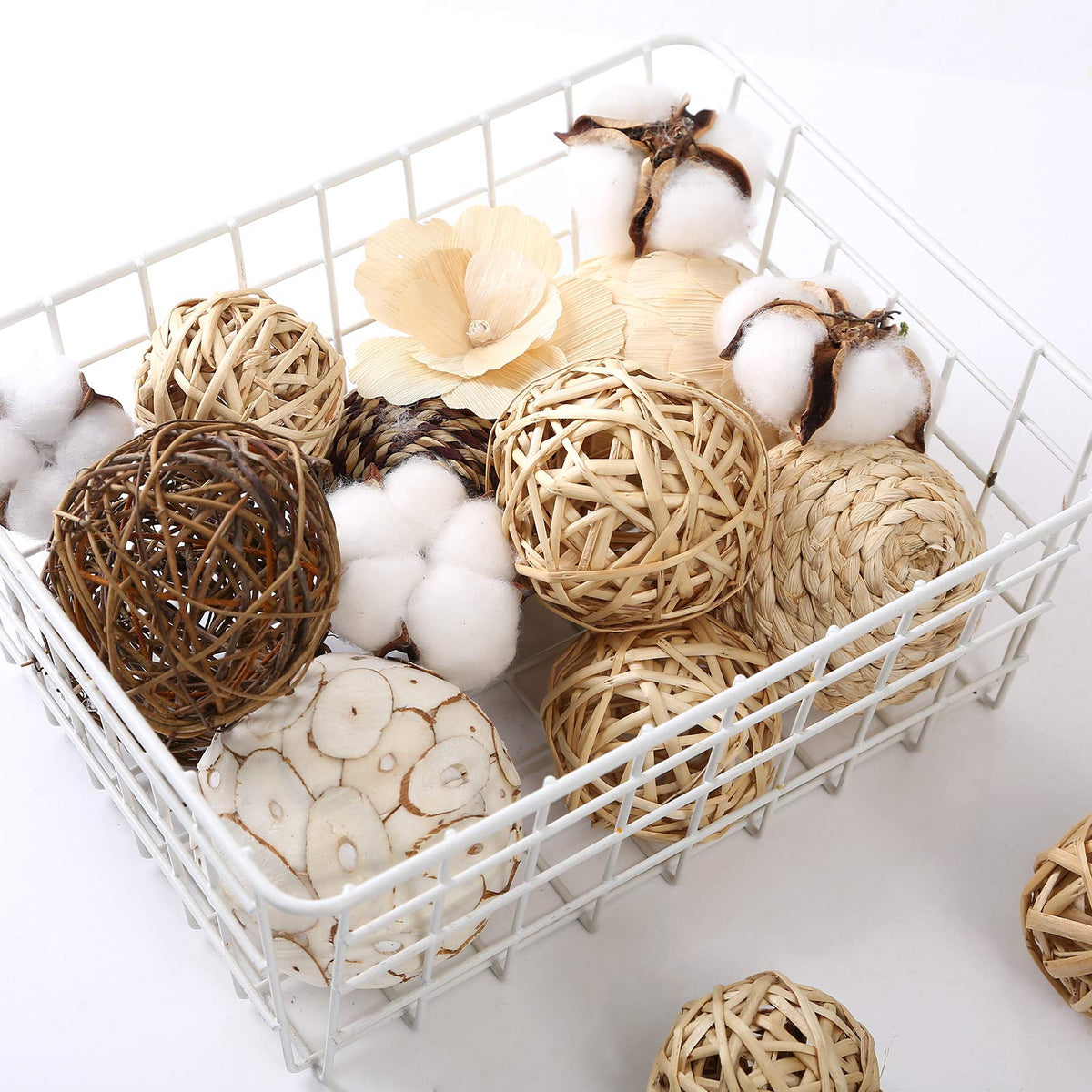 CIR OASES rattan wicker spheres beige and brown elevate vase displays