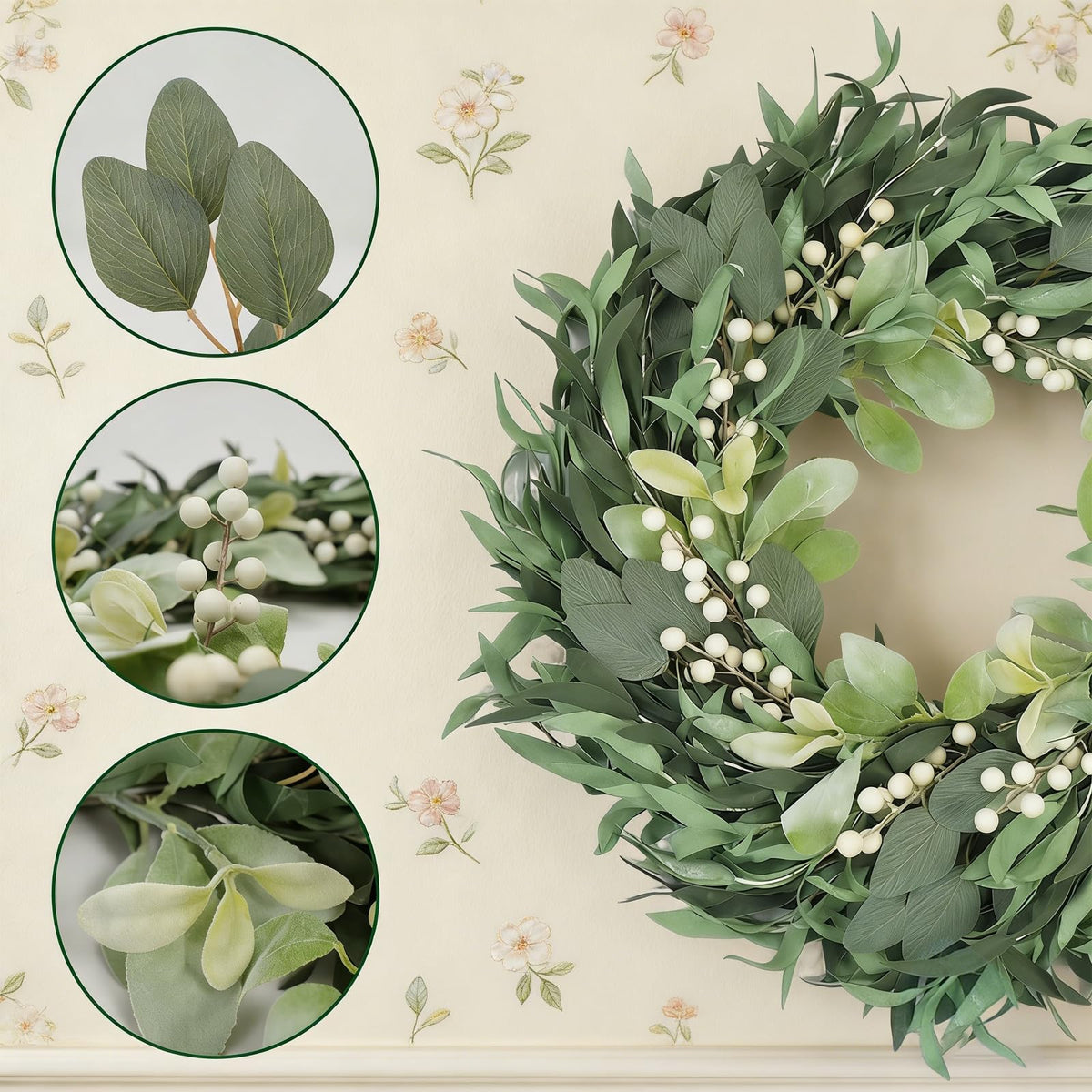 CIR OASES wreath willow foliage detail adds botanical charm for any space.