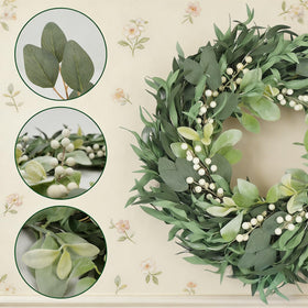 CIR OASES wreath willow foliage detail adds botanical charm for any space.