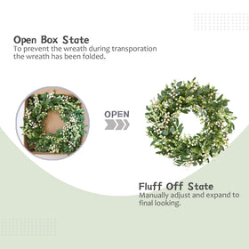 Cir Oases indoor outdoor wreath adds versatile farmhouse appeal to walls or doors.