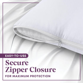 CirclesHome four-pack queen pillow protectors laid flat, offering generous coverage