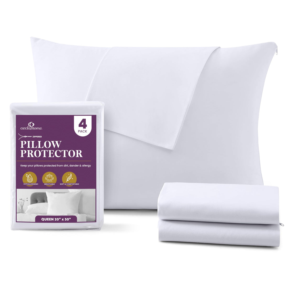 CirclesHome pillow protectors queen closeup reveals smooth cotton fabric for quiet nights