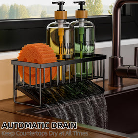 Cisily beveled drain plate prevents water pooling on the counter.