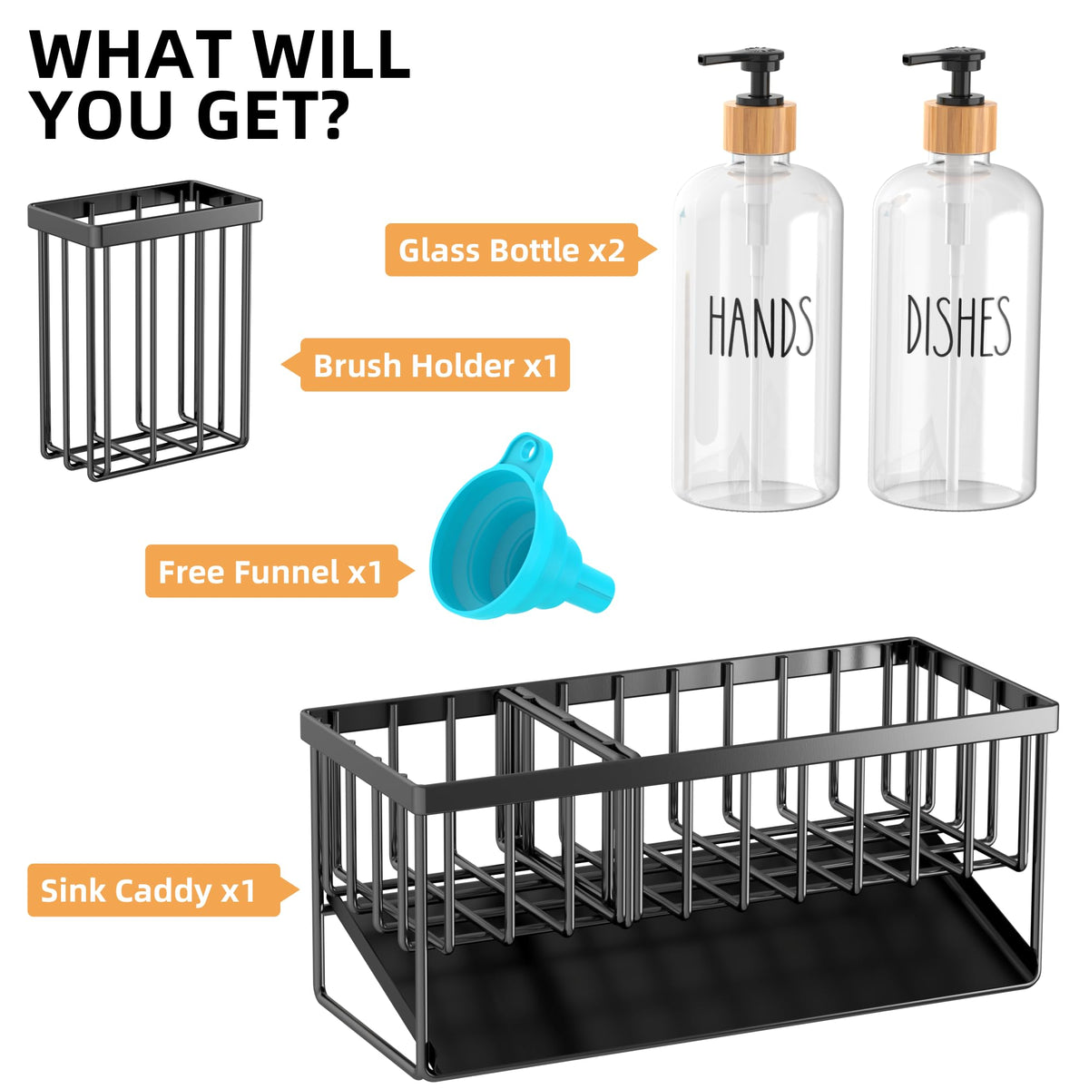 Cisily clear glass 16.9oz bottles show soap visibility for easy refills.