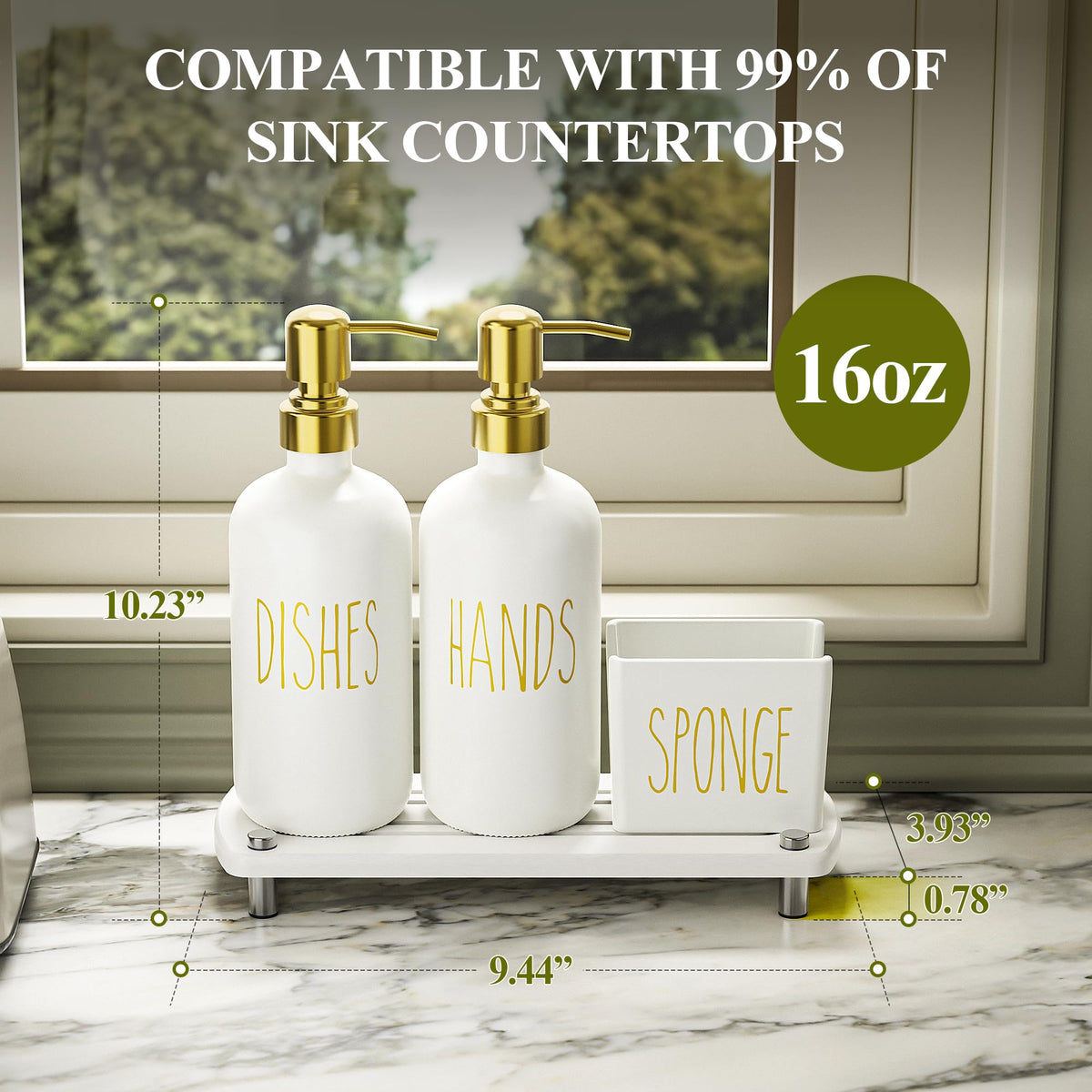 Cisily dish soap dispenser keeps sink organized and tidy