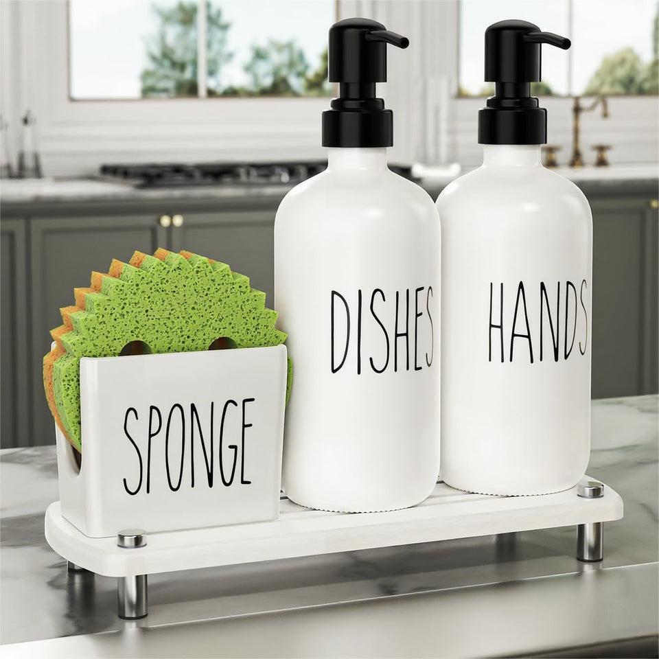Cisily ceramic sponge holder keeps sponges neat on the kitchen counter.
