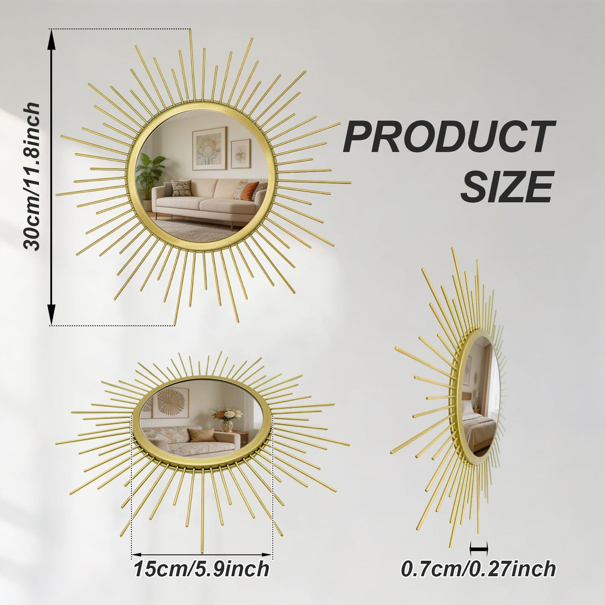 Cityelf entryway and living room mirrors in gold for cohesive decor