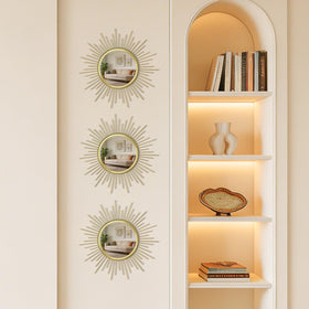 Cityelf living room and bathroom round sunburst mirrors in gold finish