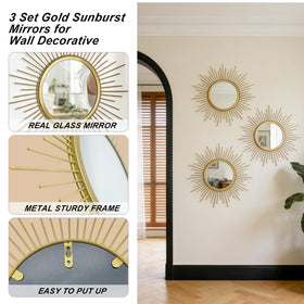 Cityelf black-accent sunburst mirror with gold touches for modern interiors