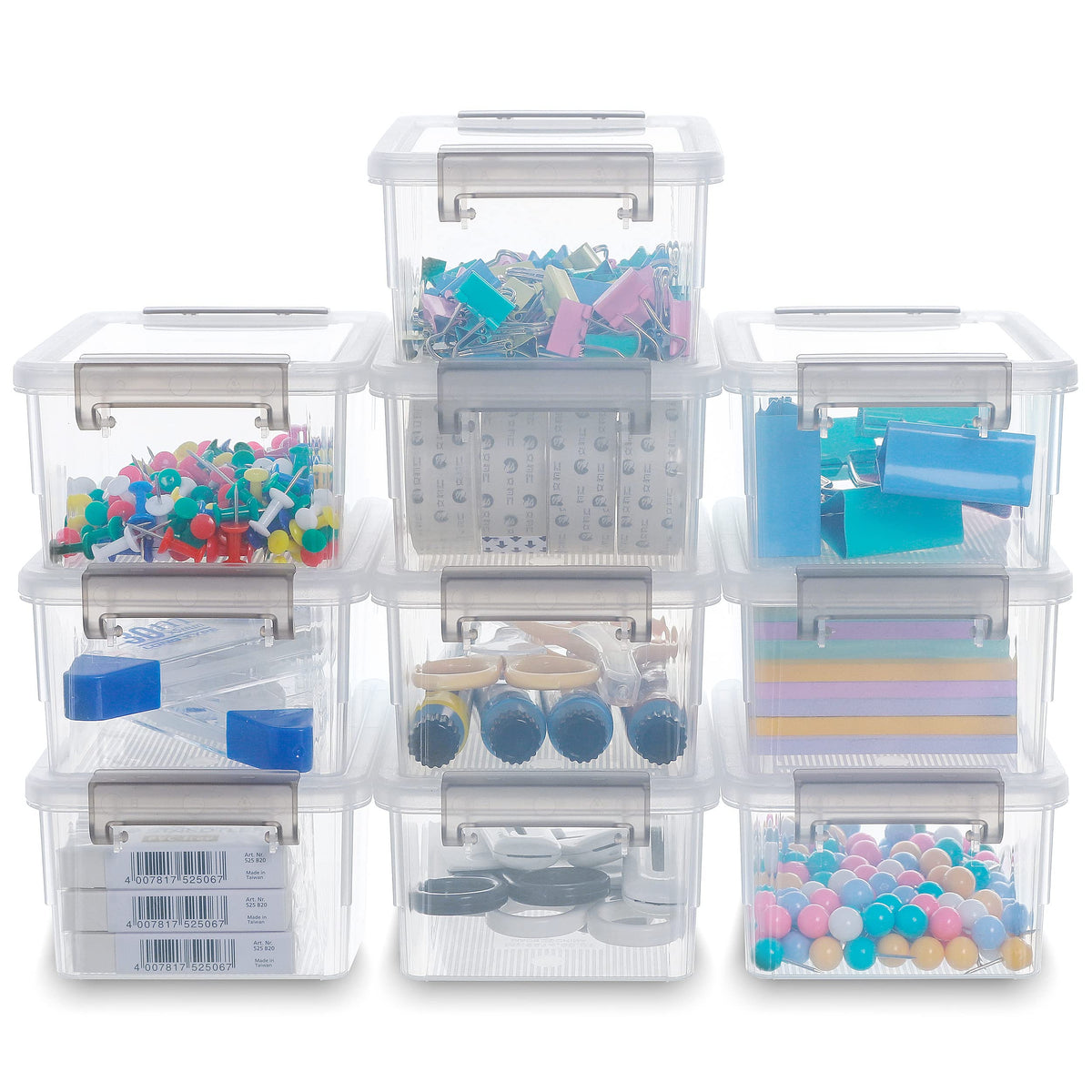 Citylife 0.53 qt storage bin with lid keeps small items organized and accessible.