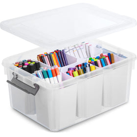 Citylife 17 QT storage bin with clear lid for easy tool and craft organization.