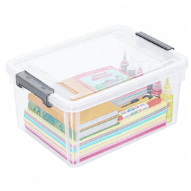 Citylife 17 QT storage bin with lid provides clear visibility for easy closet organization.