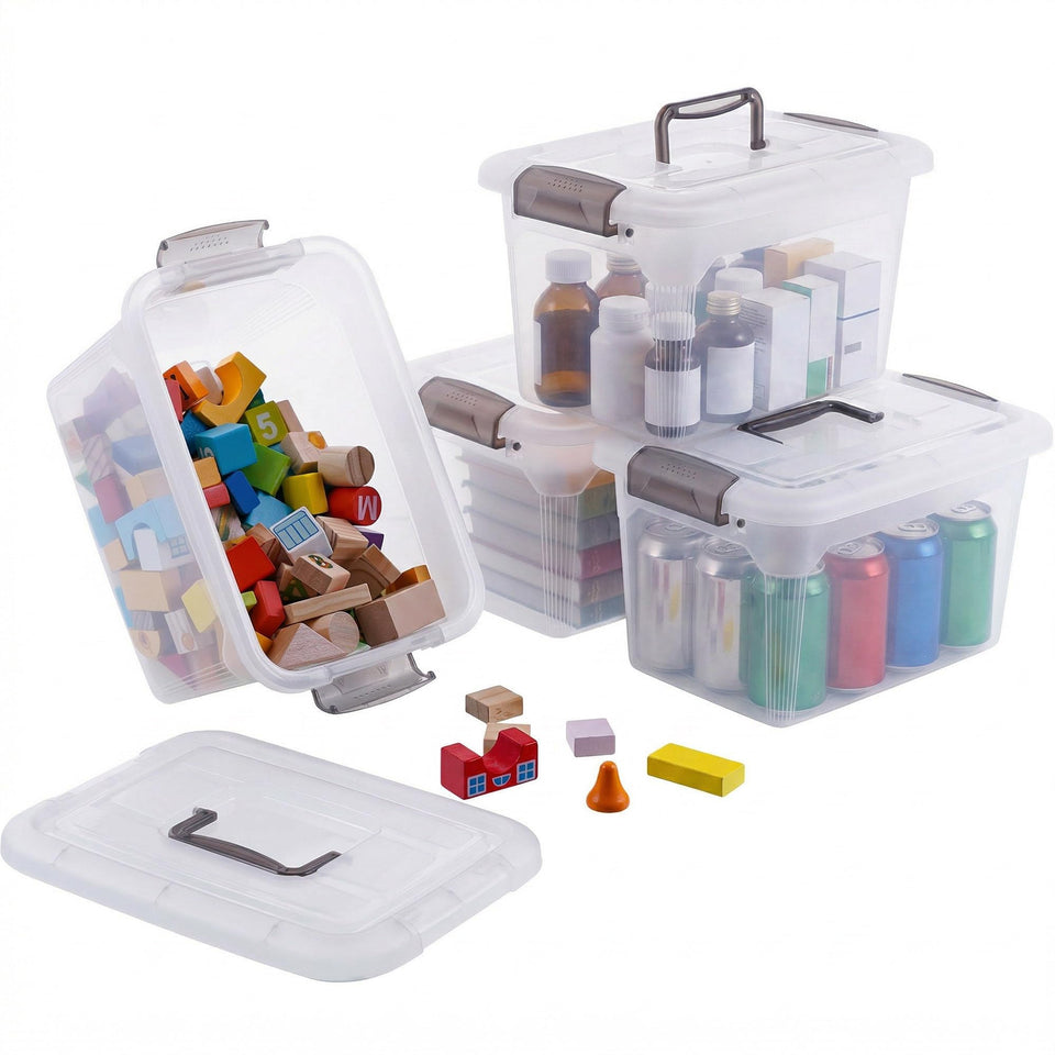 ITYLIFE CITYLIFE four-pack 6qt bins with lids for organized storage.