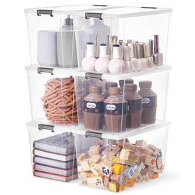Citylife 7-8qt bins with lids demonstrate stacking efficiency for pantry organization.