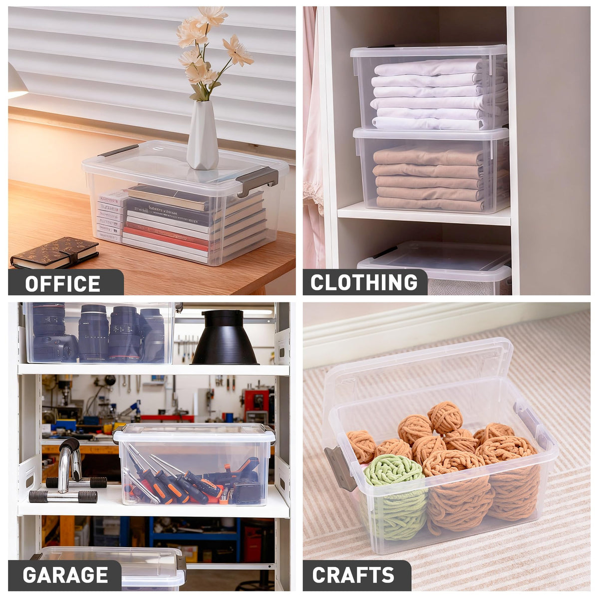 Citylife lid interlocking design secures full bins on shelves for stability.