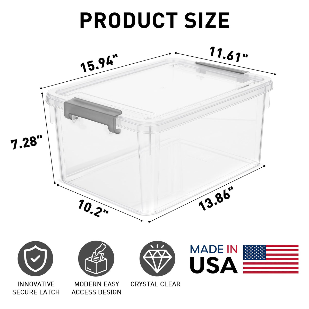 Citylife stackable storage bin design stacks securely to maximize garage shelves.