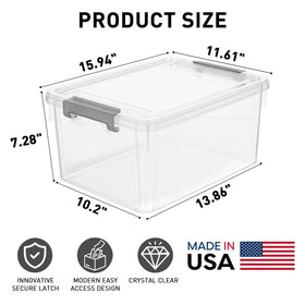 Citylife stackable storage bin design stacks securely to maximize garage shelves.