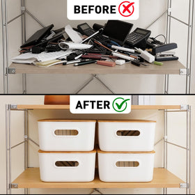 Citylife storage bin made from durable PP5 plastic with bamboo lid