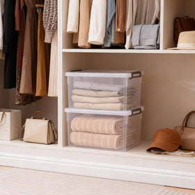 Citylife transparent storage bin on a shelf shows contents at a glance.
