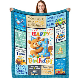 CIUGOIG 1st birthday blanket with teddy bear design offers cozy warmth for baby boy