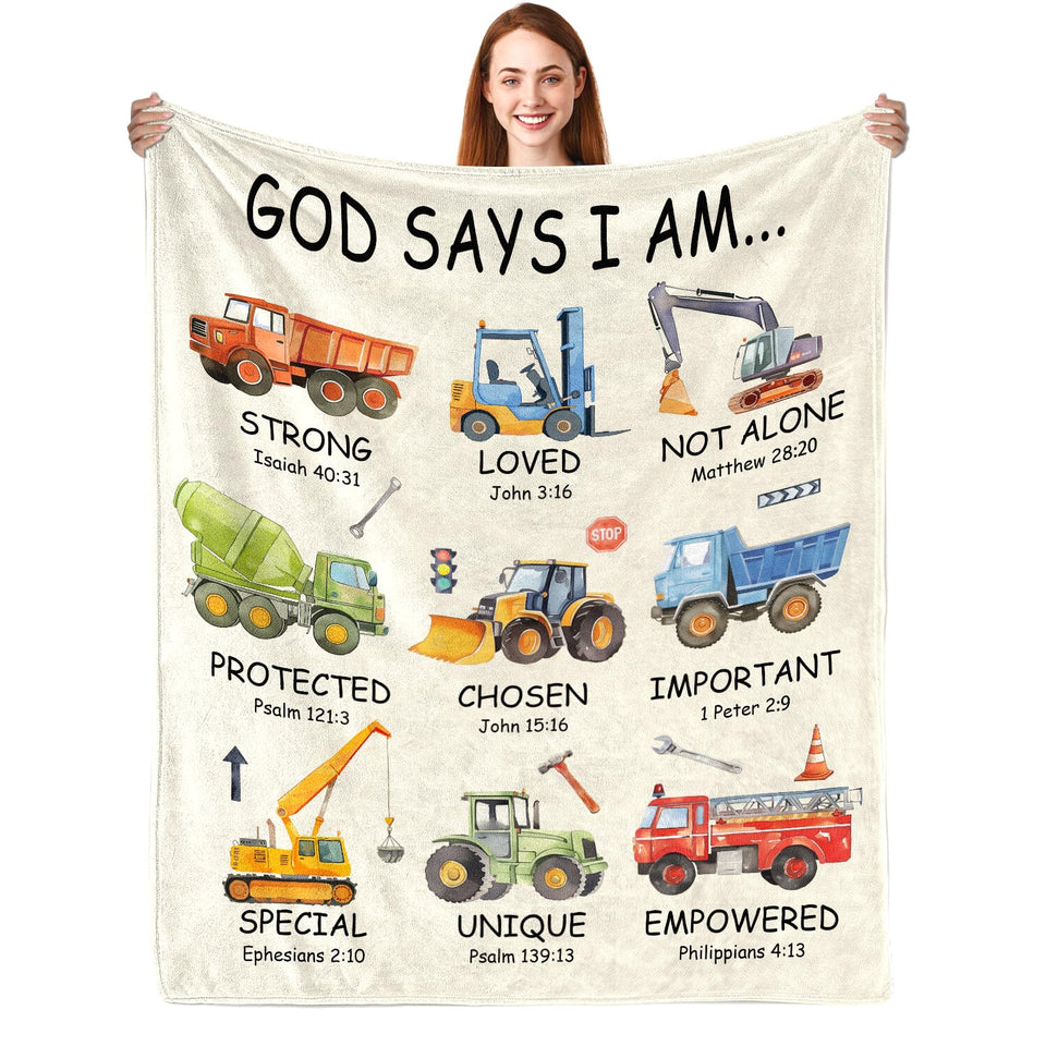 CIUGOIG Christian truck blanket 40x50 design for cozy warmth on the couch or car trips.