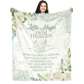 CIUGOIG miscarriage memorial blanket closeup with Little Hugs from Heaven for comfort and remembrance.