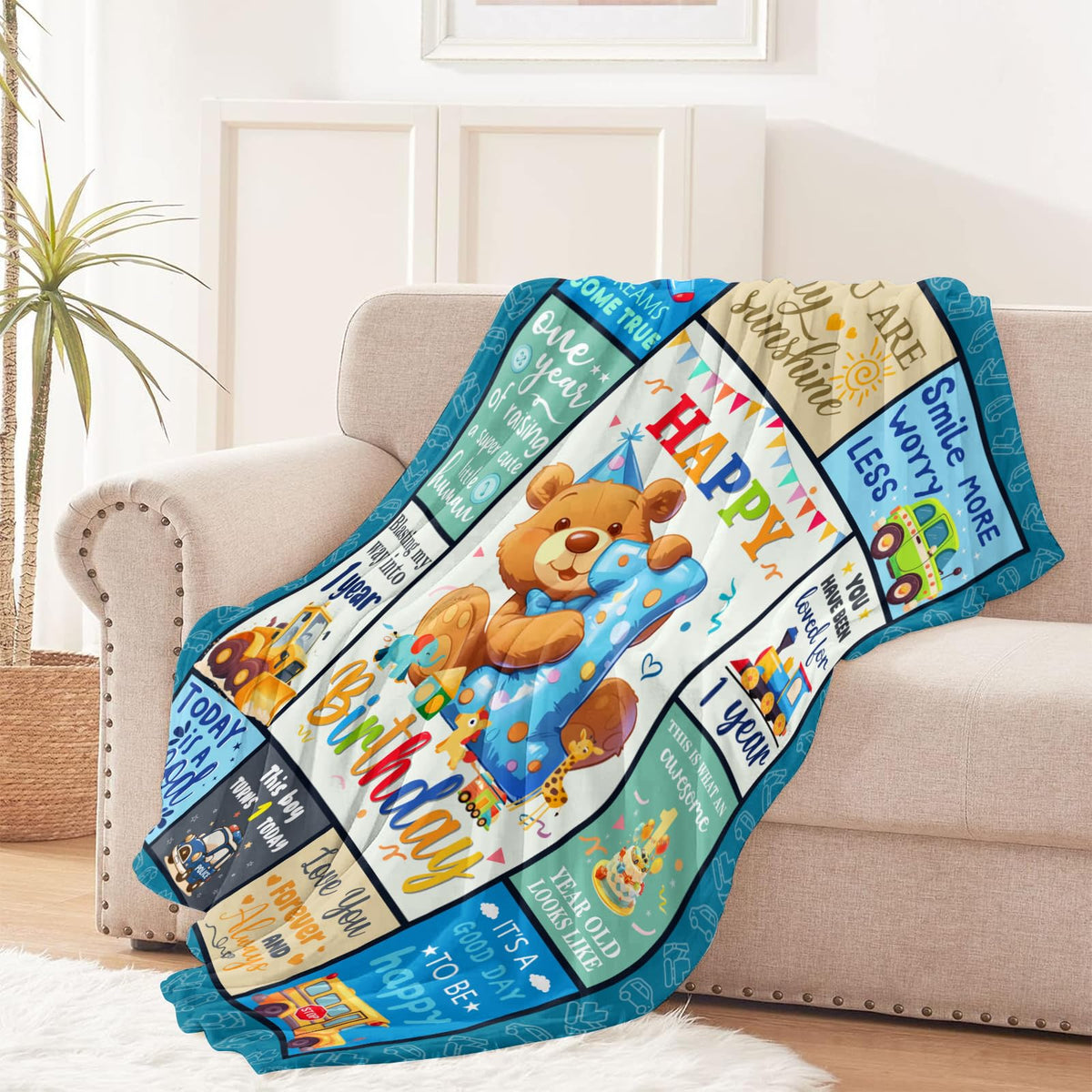 CIUGOIG teddy bear pattern blanket enhances nursery decor with playful charm