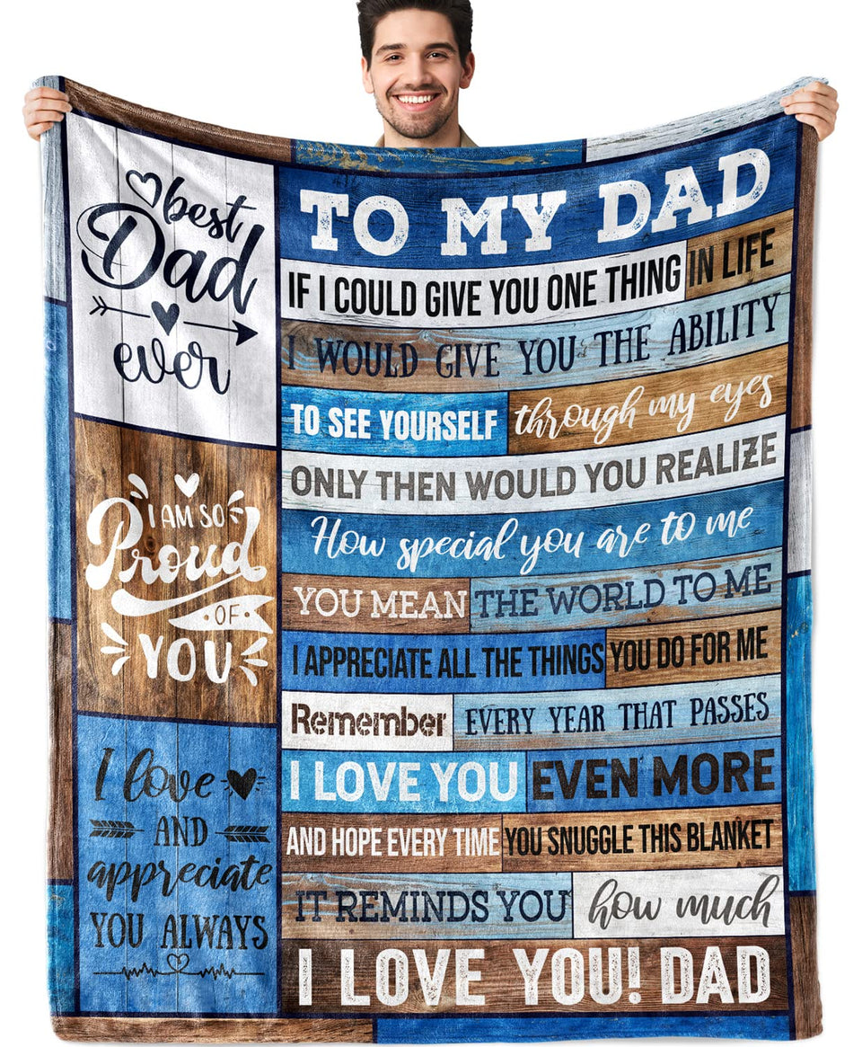 Ciuyxof dad blanket text closeup showing heartfelt message for cozy moments.