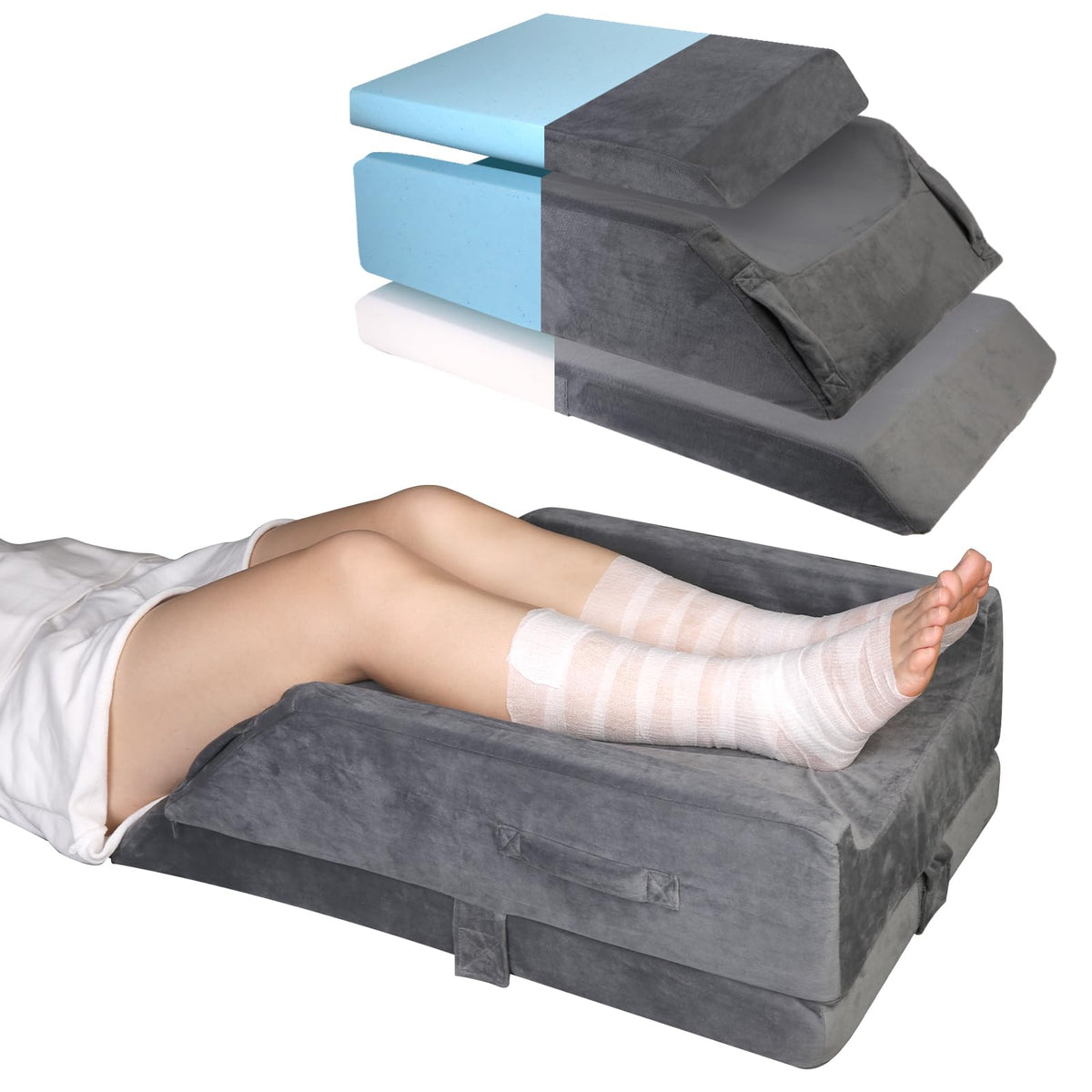 CIVJET leg elevation pillow with wide surface supports one or both legs comfortably.