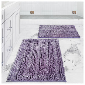 Civkor lavender butter chenille bathroom rug set with soft texture